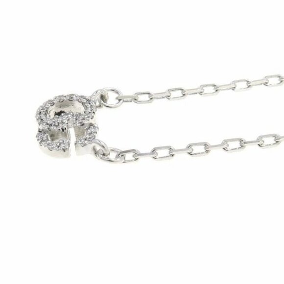 GUCCI Pave Diamond Interlocking G Necklace 16" 18k White Gold Auth - Picture 7 of 7